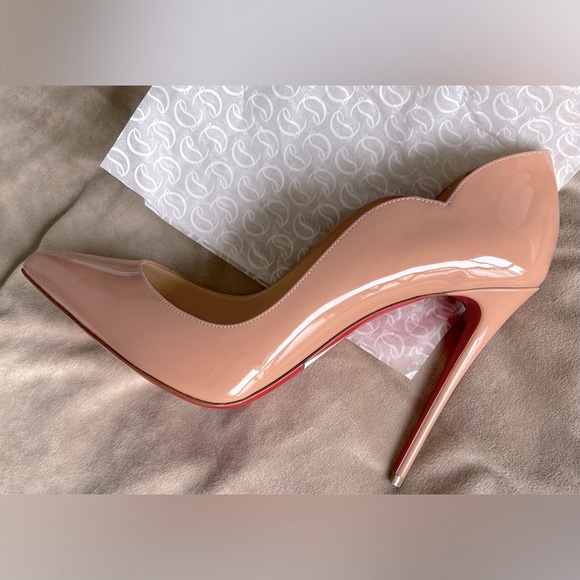 Christian Louboutin Hot Chick 100mm Size 41 in Patent Nude - Picture 1 of 8